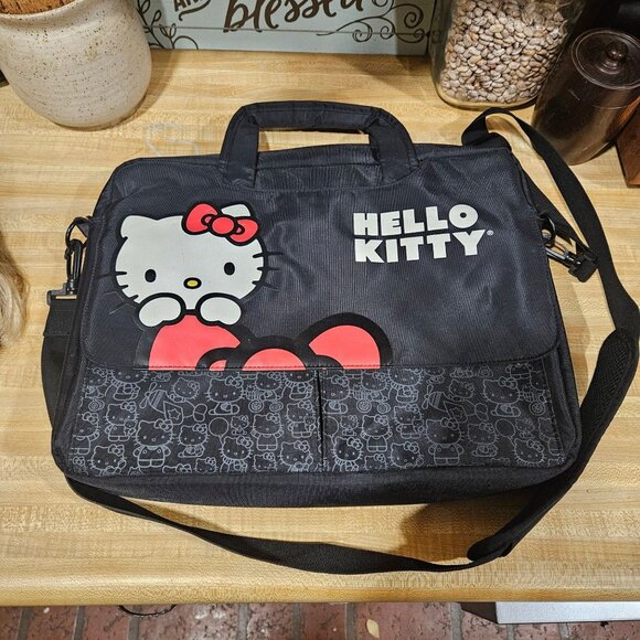 Sanrio Handbags - Hello Kitty Black 15" Laptop Bag With Shoulder Strap Multiple Pockets Messenger